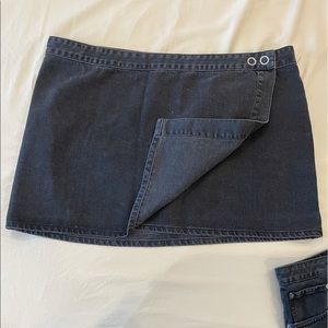 ASOS Curve Black Denim Mini Wrap Skirt